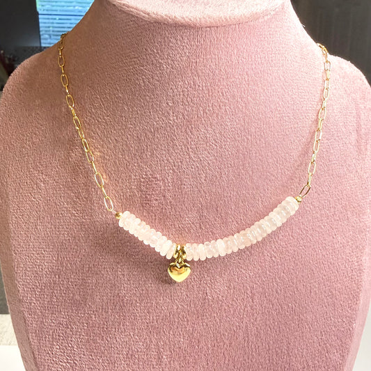 Sweetheart Beads Necklace with Gold Heart Charm