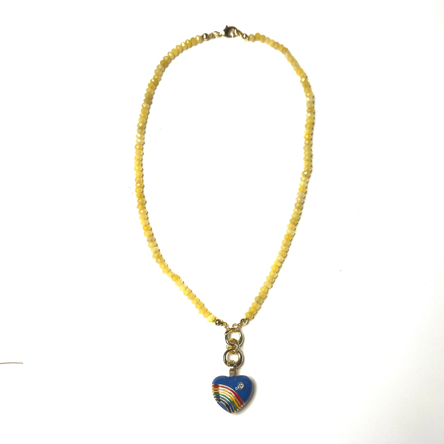 Joyful Double Lock Rainbow Heart Charm Necklace