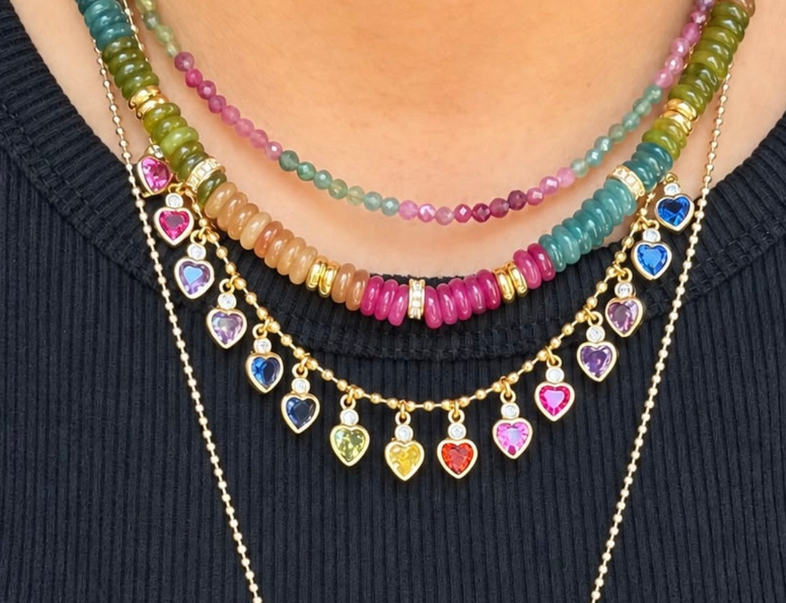 Blushing Cascade Heart Necklace