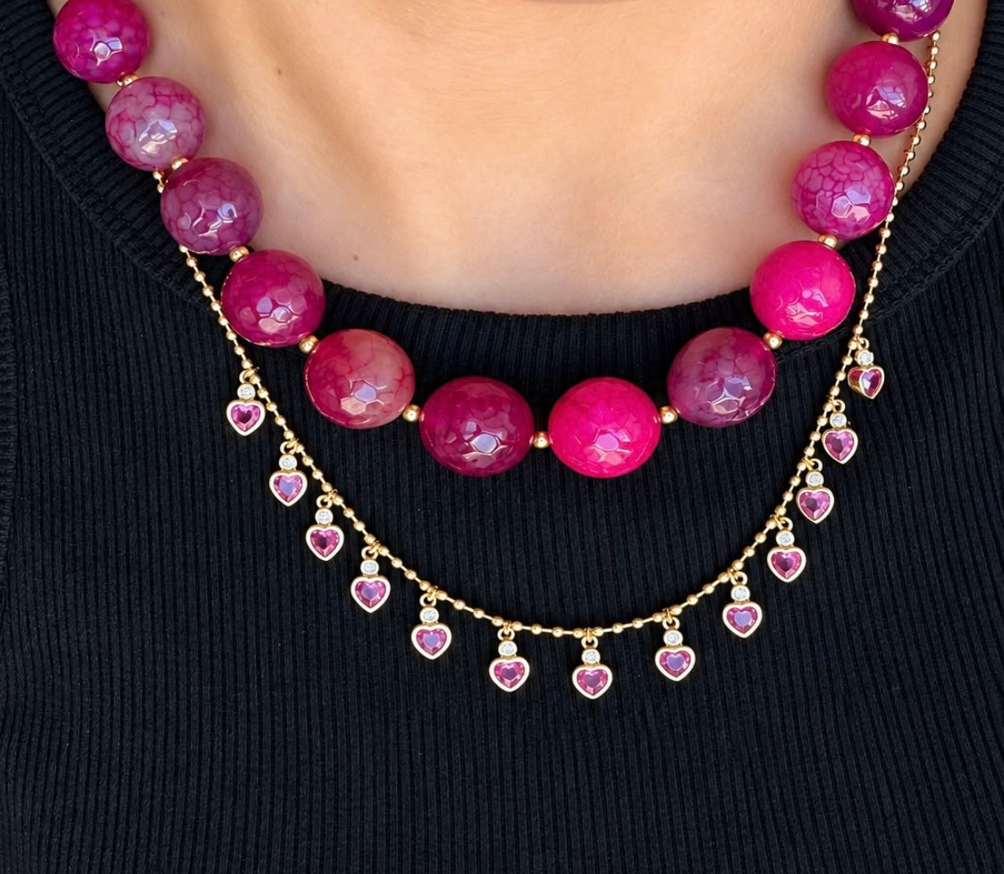 Blushing Cascade Heart Necklace
