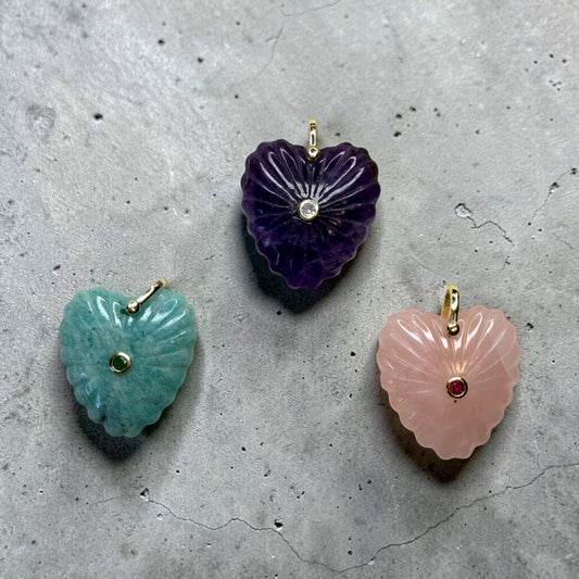 Heart Shell Charm with 14K Gold Plated Bail