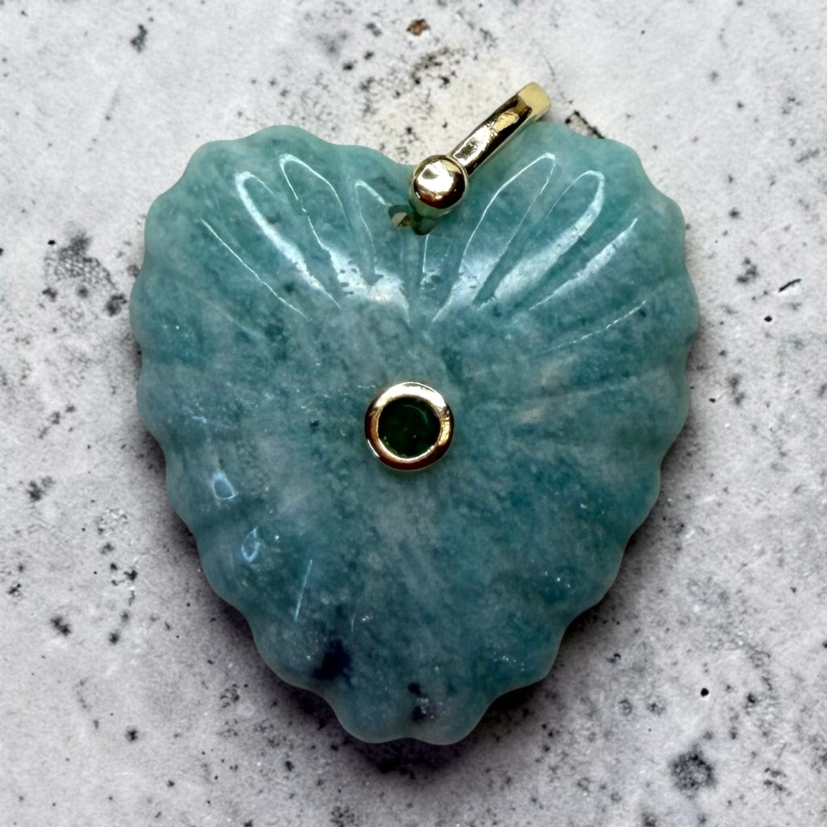 Heart Shell Charm with 14K Gold Plated Bail