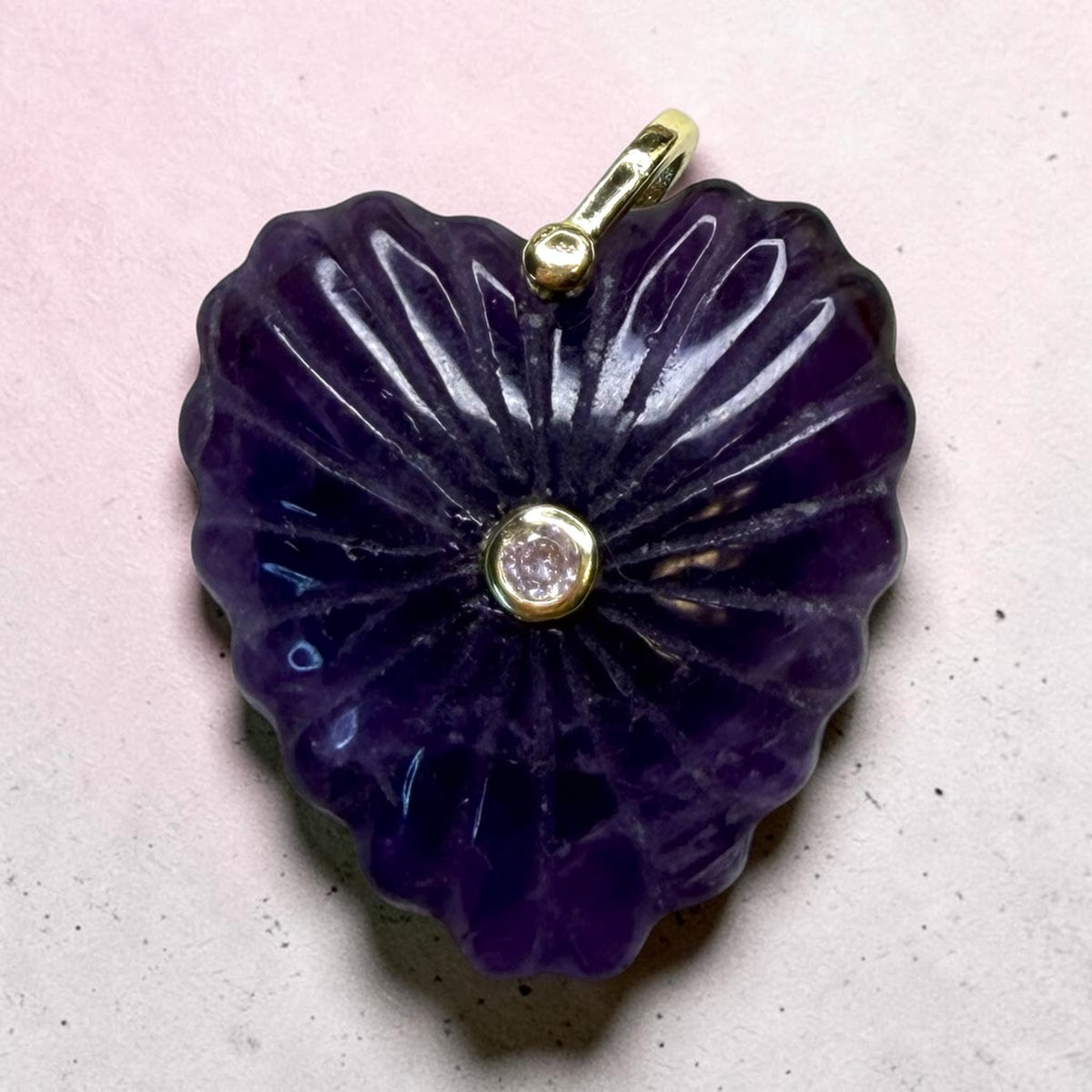 Heart Shell Charm with 14K Gold Plated Bail