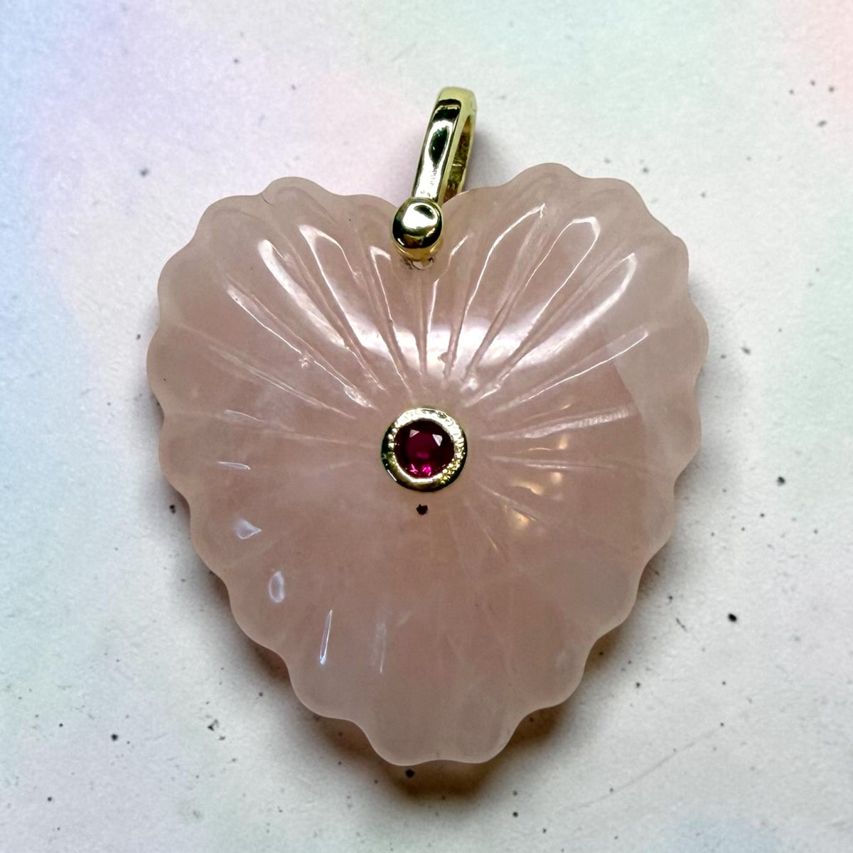 Heart Shell Charm with 14K Gold Plated Bail