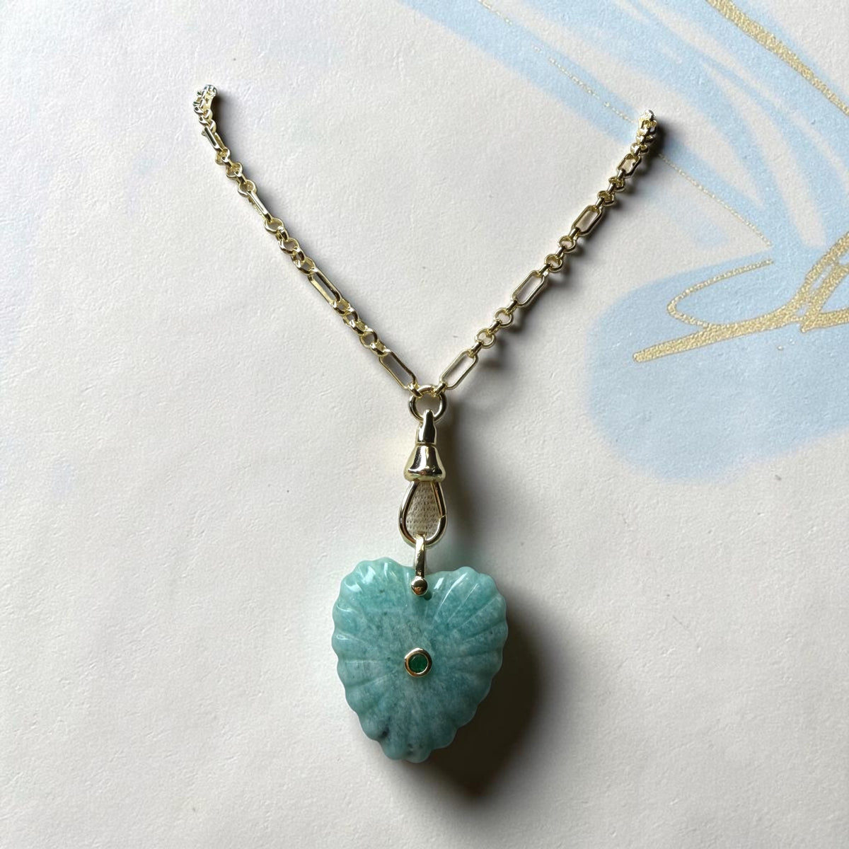 Heart Shell Charm with 14K Gold Plated Bail