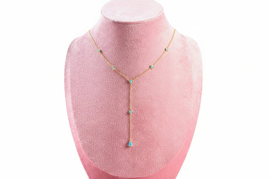 Luna Lariat Necklace – Gold Filled with Bezel Stone (925 Silver)