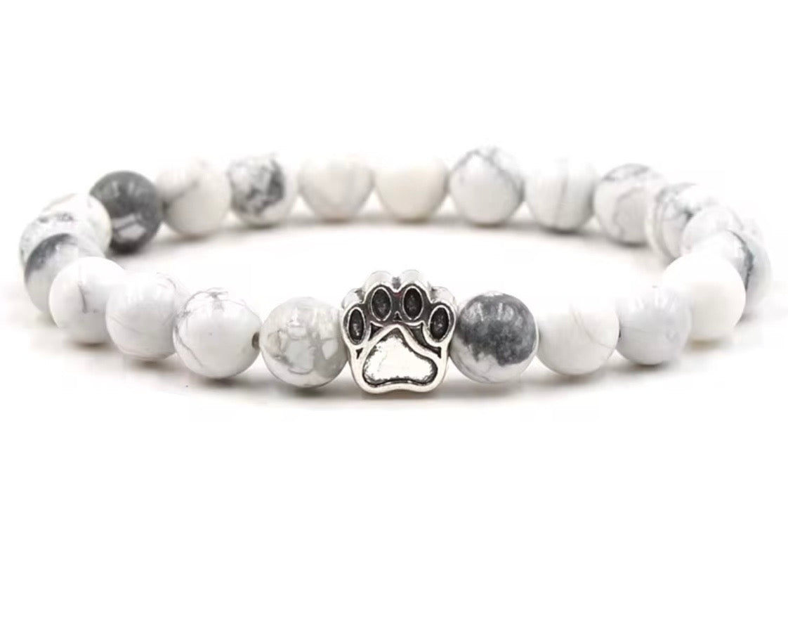 Paw Print Natural Stone Bracelet