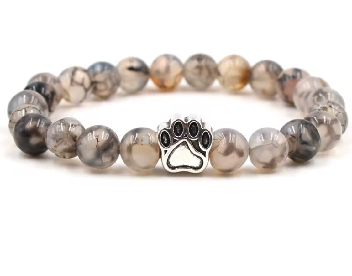 Paw Print Natural Stone Bracelet