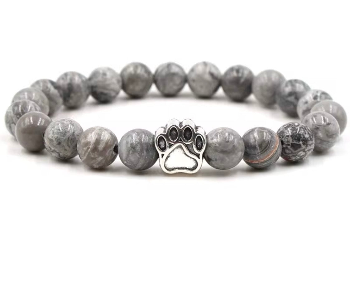 Paw Print Natural Stone Bracelet