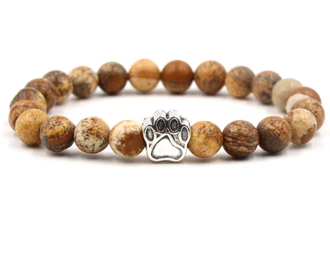 Paw Print Natural Stone Bracelet