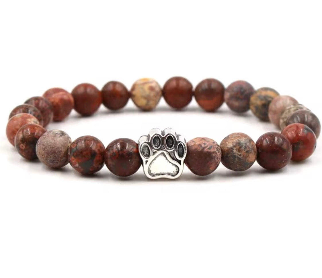 Paw Print Natural Stone Bracelet