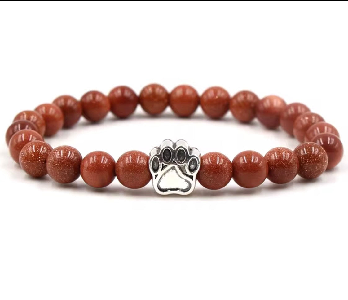 Paw Print Natural Stone Bracelet