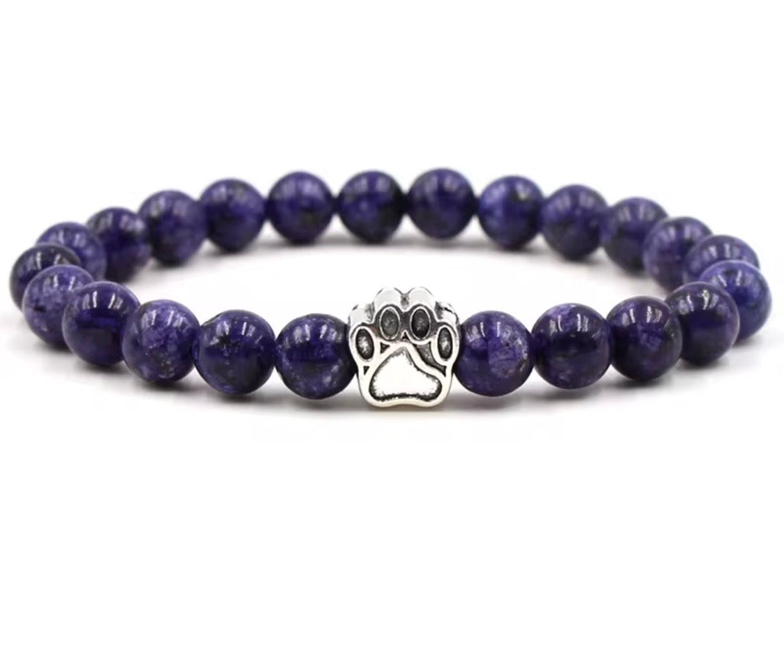 Paw Print Natural Stone Bracelet
