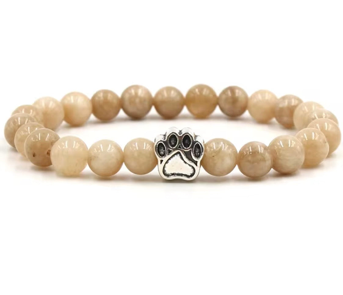 Paw Print Natural Stone Bracelet