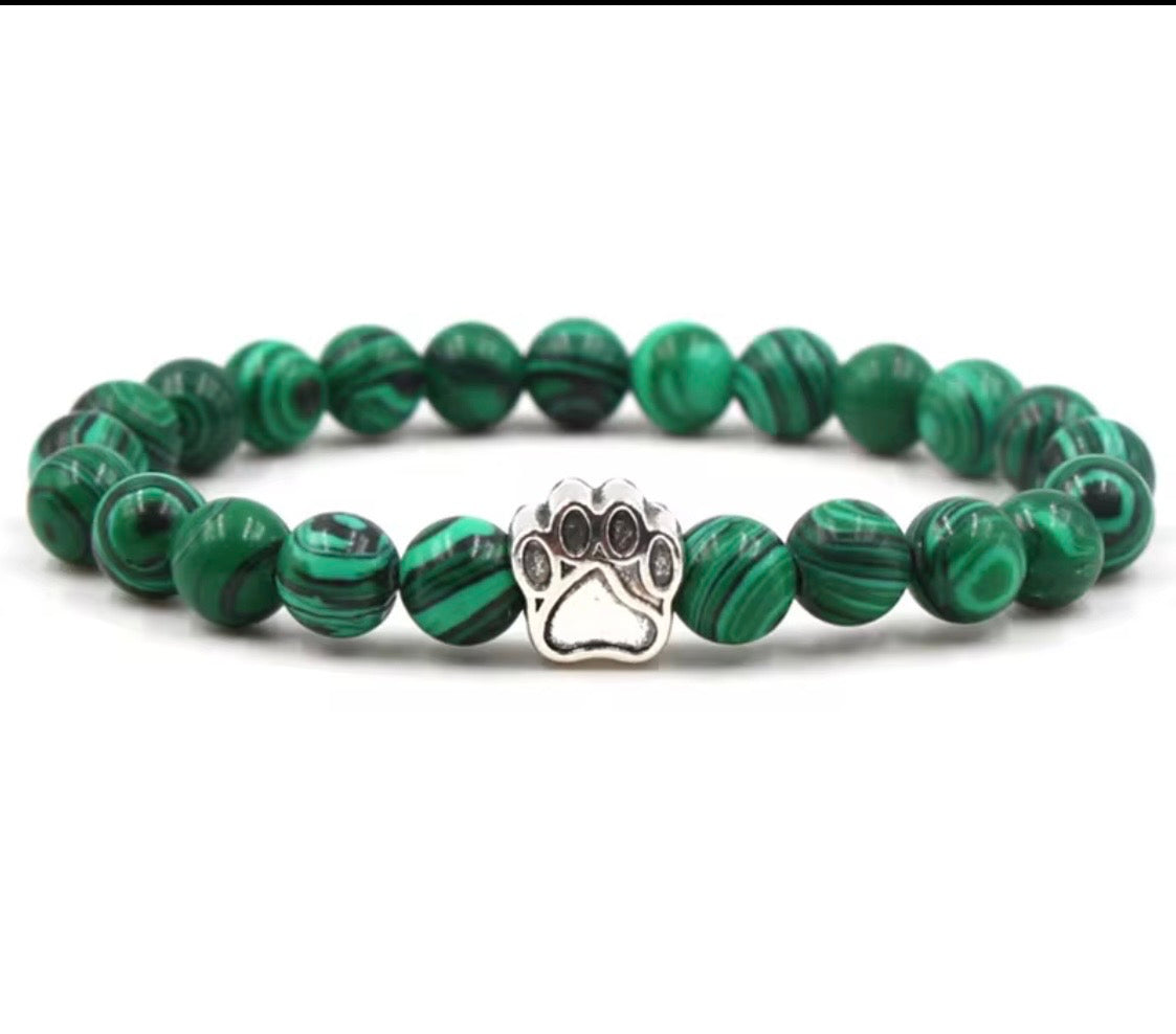 Paw Print Natural Stone Bracelet