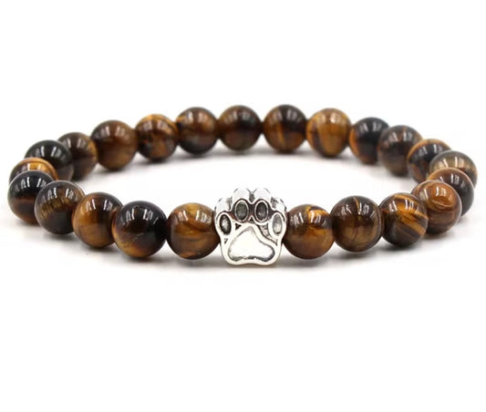 Paw Print Natural Stone Bracelet