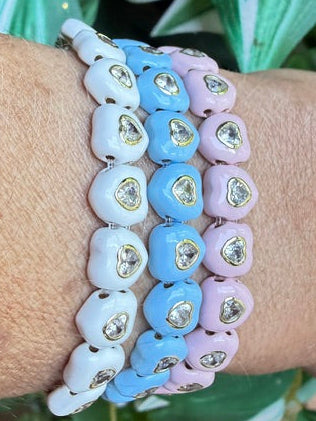 Enamel Heart Elastic Bracelet