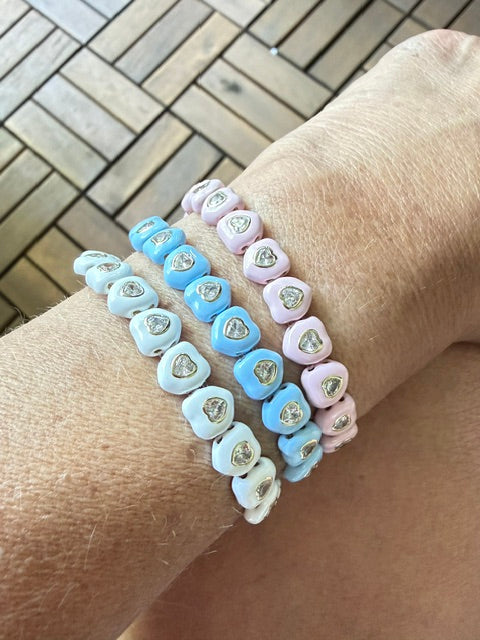 Enamel Heart Elastic Bracelet