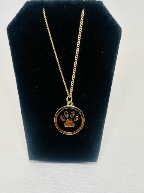 Chic Gold Paw Print Necklace - Handmade Canine Charm for Dog Lovers