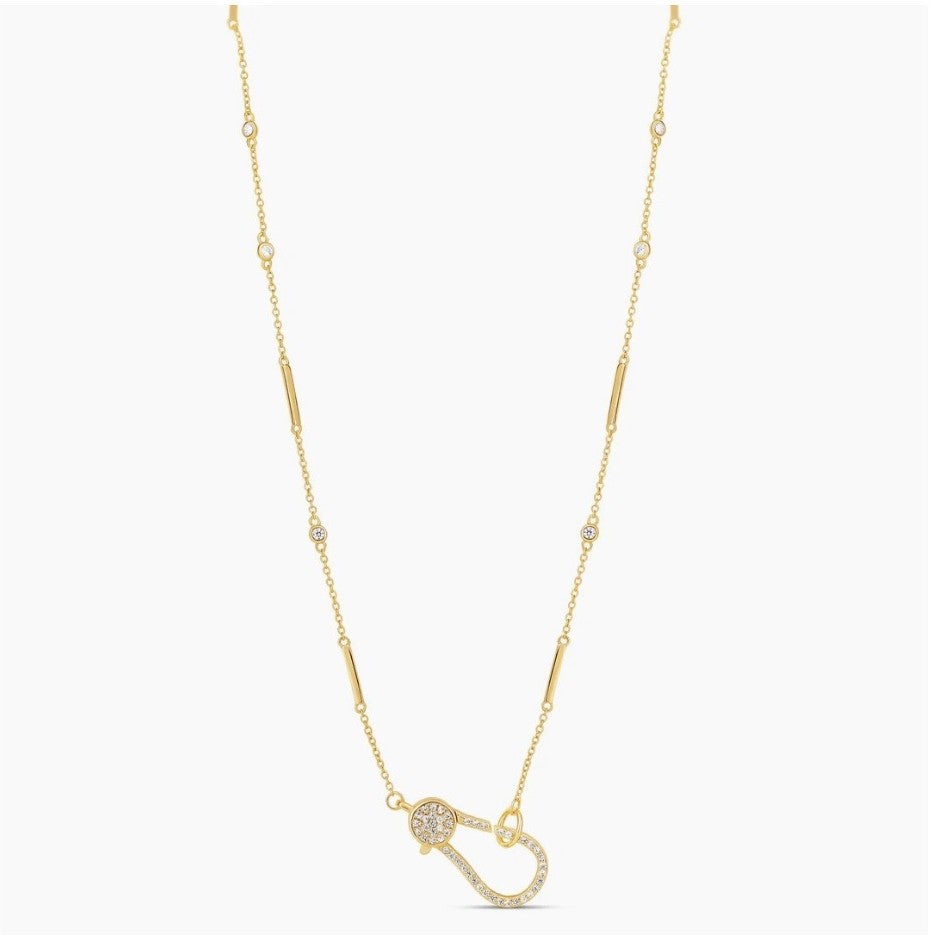 Pavé Hook 18K Gold Plated Necklace- Minimalist Layering Necklace