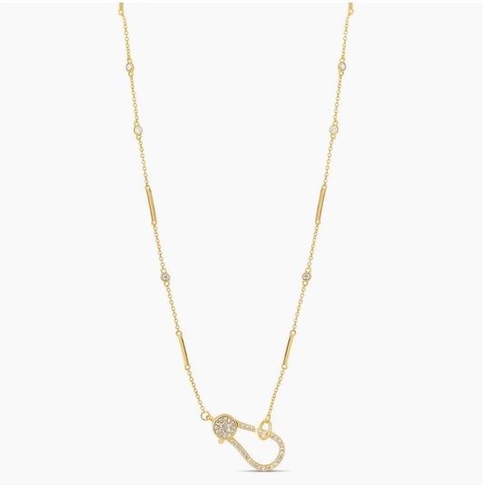 Pavé Hook 18K Gold Plated Necklace- Minimalist Layering Necklace