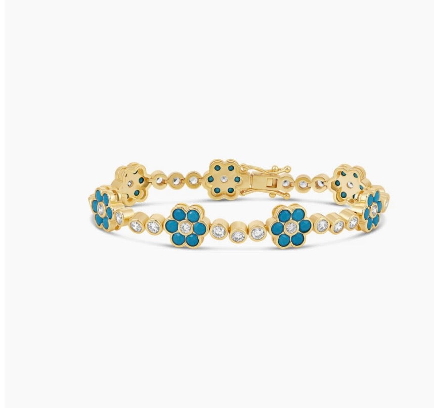 Azure Blossom Tennis Bracelet