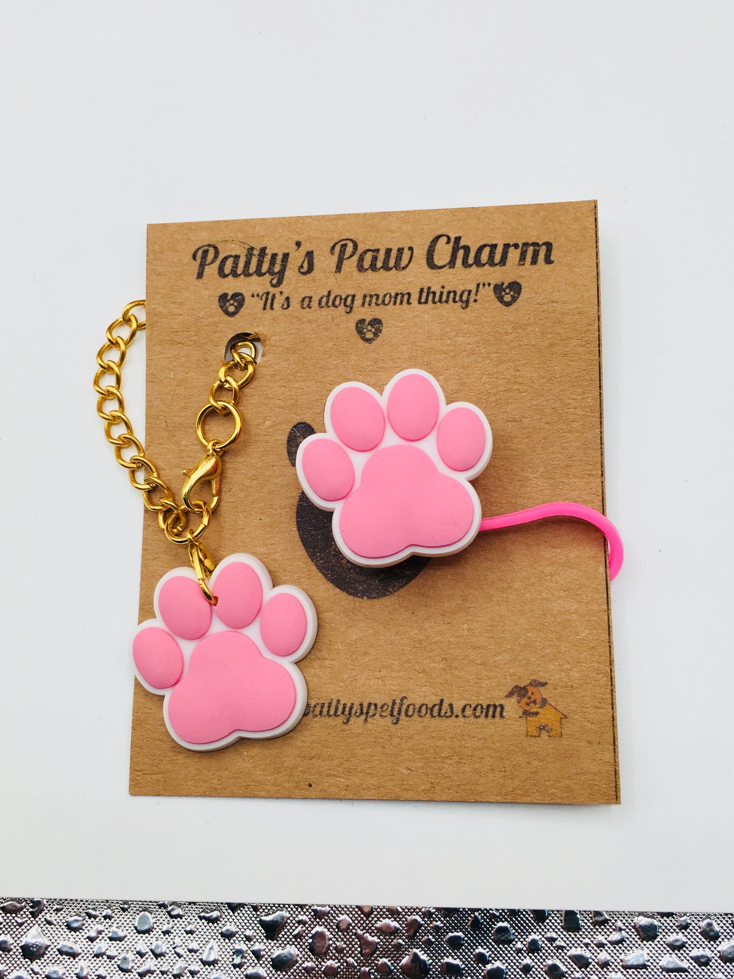 Silicone Water Bottle Straw Cap and Charm | Paw Print Design | Eco-Friendly Hydration Accessory