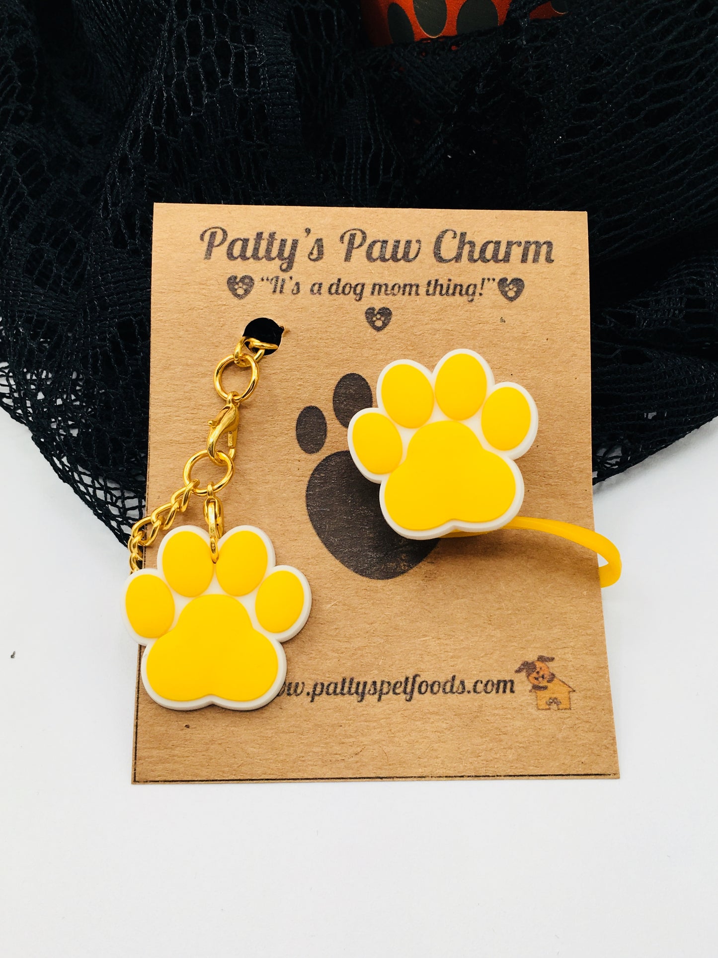 Silicone Water Bottle Straw Cap and Charm | Paw Print Design | Eco-Friendly Hydration Accessory