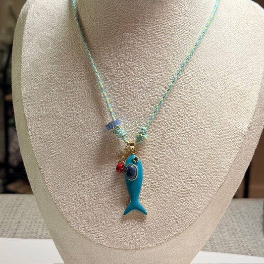 Sardine Braided Cord Necklace– Adjustable Boho Beach Jewelry for Ocean Lovers