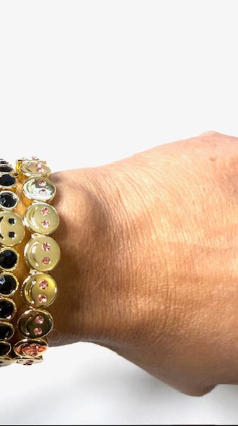 Pink Eyes Happy Face Elastic Band Bracelet