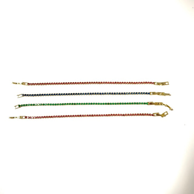 Mini Tennis Bracelet – Gold Filled | Ruby or Turquoise (3mm)
