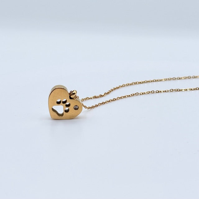 16" Gold/Silver Paw Print Necklace with Chic Canine Charm