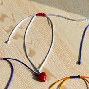 Chunky Heart Charm String Bracelet