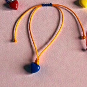 Chunky Heart Charm String Bracelet