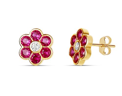 Golden Bloom Flower Stud Earrings