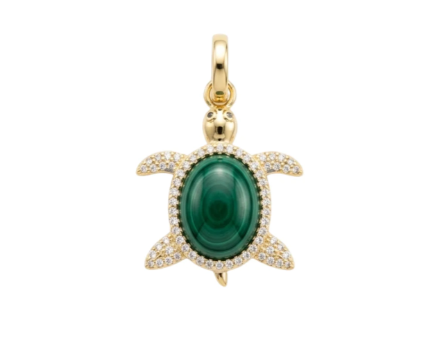 Honu Turtle Charm – Malachite & Mother Pearl