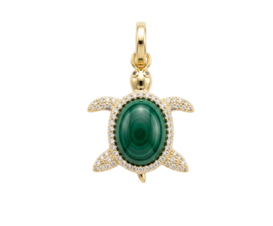 Honu Turtle Charm – Malachite & Mother Pearl