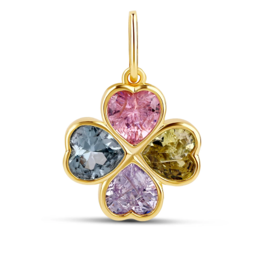 Pastel Wishes Clover Charm | 18K Gold Plated with Colorful CZ