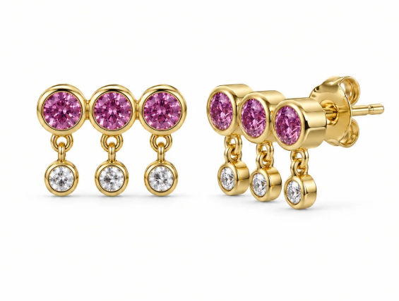 Colorburst Mini Stud Earrings | 14K Gold Plated & Sparkling CZ