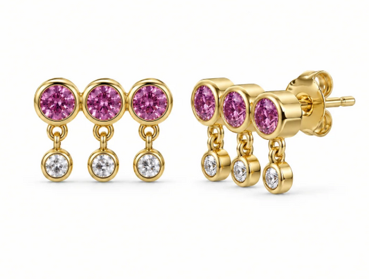 Colorburst Mini Stud Earrings | 14K Gold Plated & Sparkling CZ