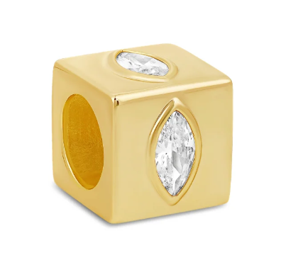 Golden Prism CZ Cube Spacer Charm