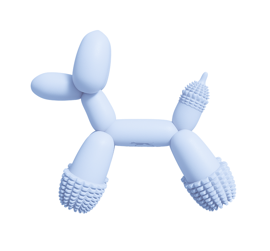Blue balloon dog figure on a white background