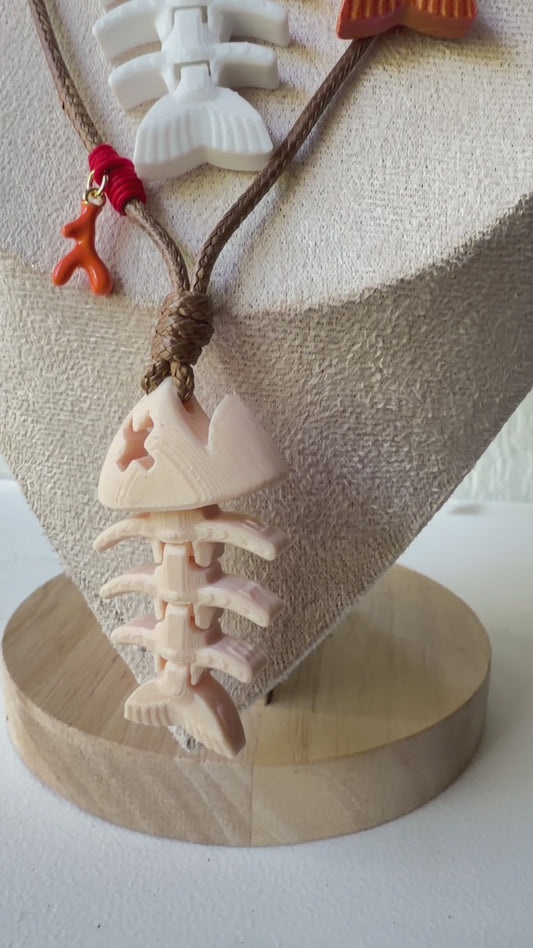3D Jumbo Fishbone Charm Necklace