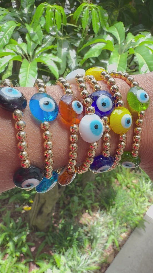 Evil Eye Beaded Bracelet 18K Gold Filled – Waterproof
