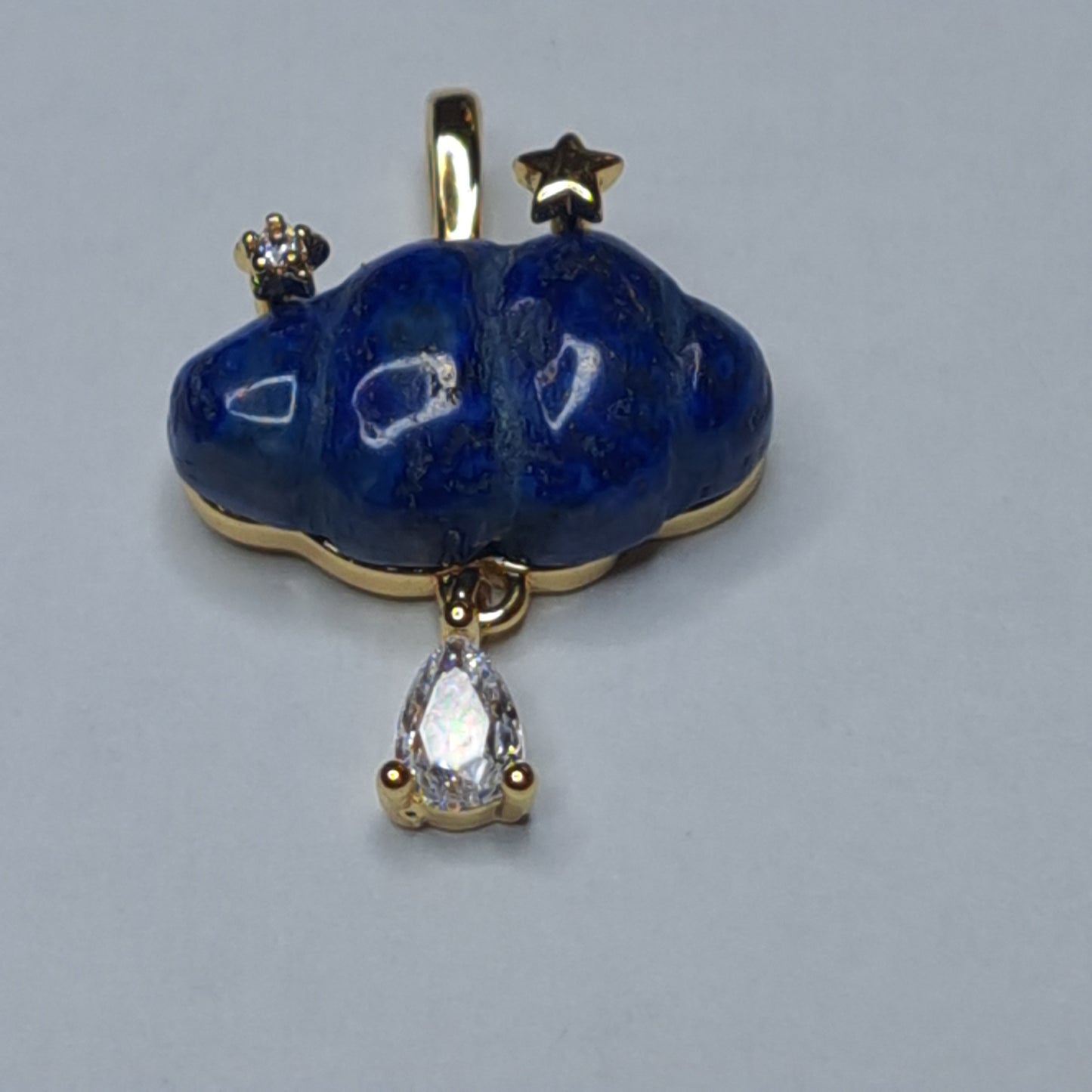 Natural Stone Cloud Charm with CZ Accent