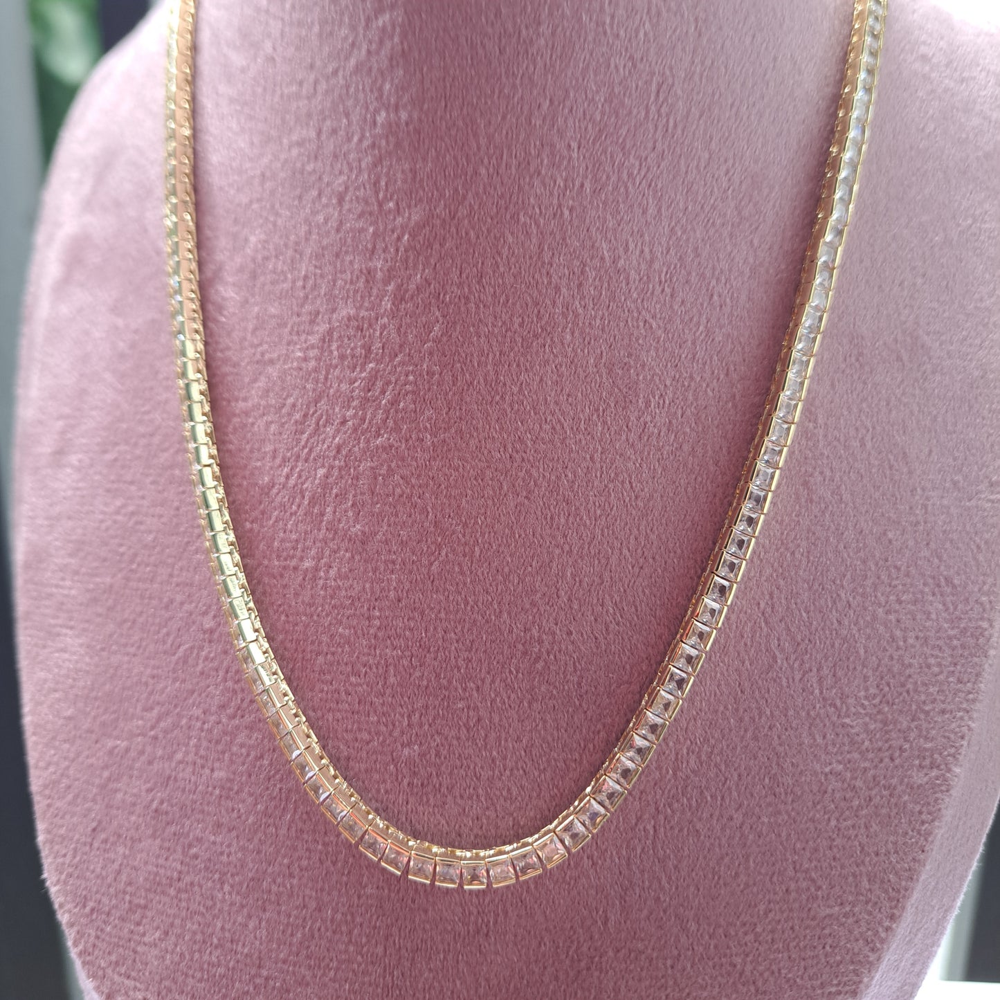 Luxury Tennis Necklace 18K Gold Plated – 5A Cubic Zirconia Diamond Chain