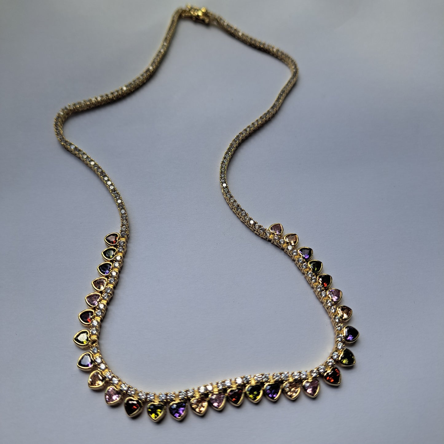 Multicolor CZ Heart Necklace – 18K Gold Plated