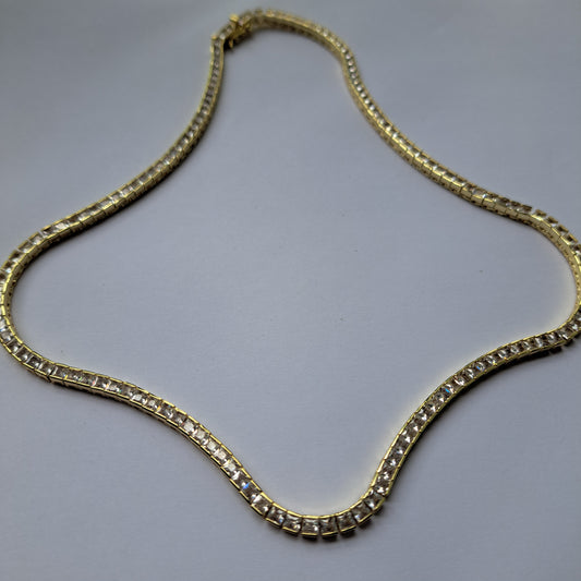 Luxury Tennis Necklace 18K Gold Plated – 5A Cubic Zirconia Diamond Chain